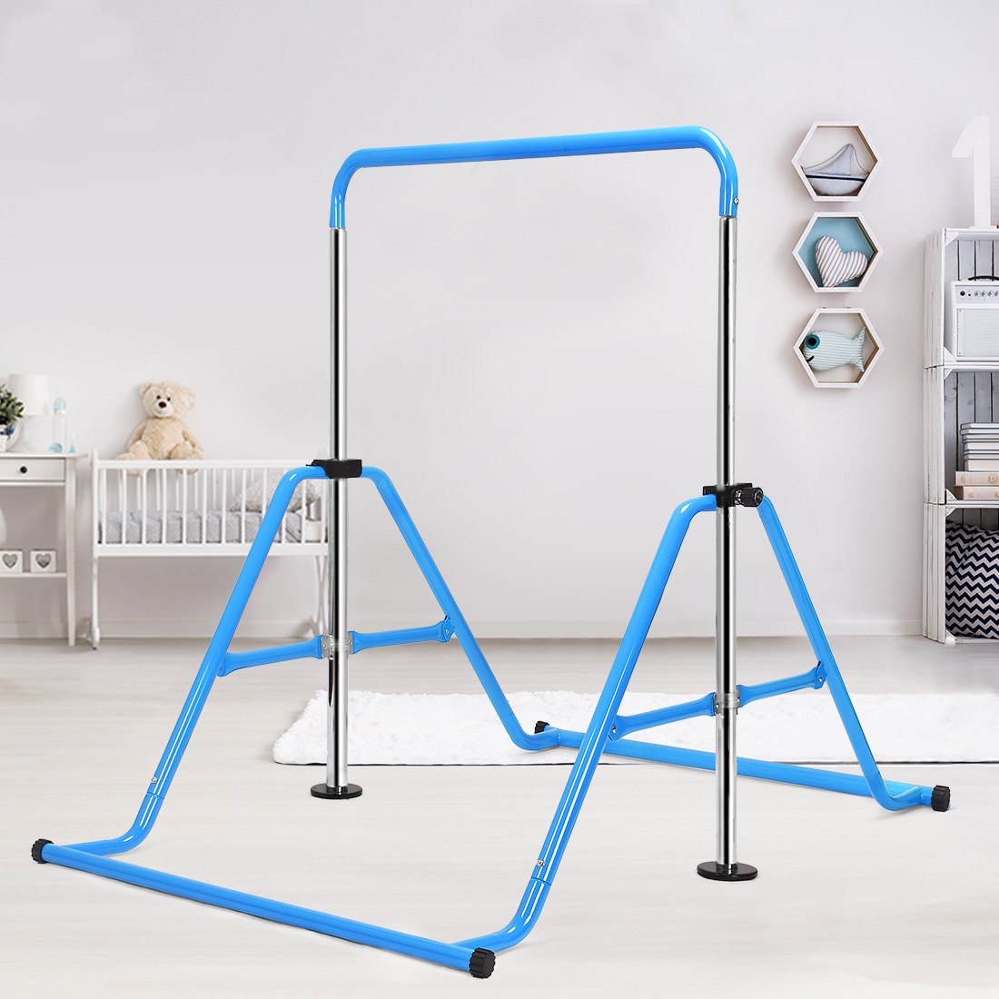 Zupapa folding gymnastics bar 175 lbs weight capacity blue