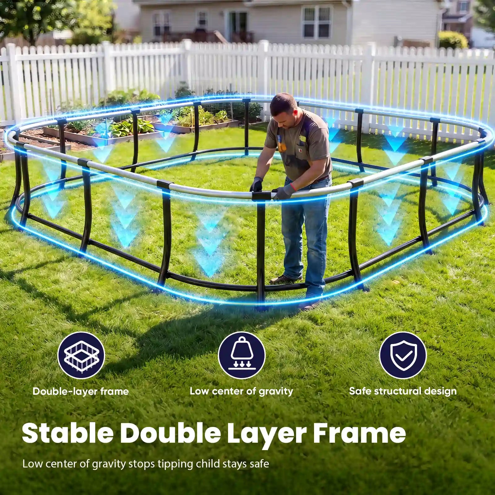 1800LBS/2000LBS Double Frames Trampoline