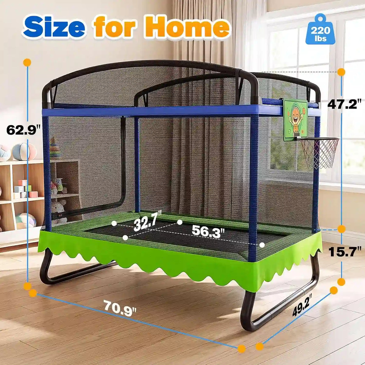 5 in 1 Recreational Trampoline Size