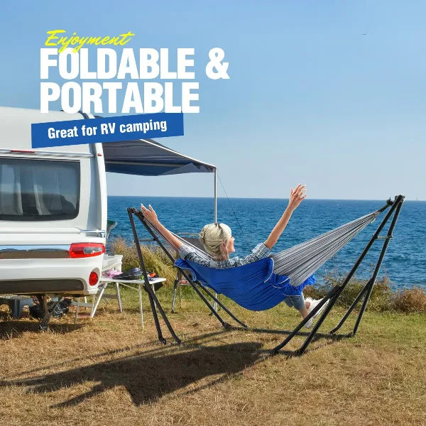 2 in 1 Hammock Chair with Foldable Steel Stand and Carry Bag