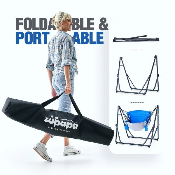 2 in 1 Hammock Chair with Foldable Steel Stand and Carry Bag