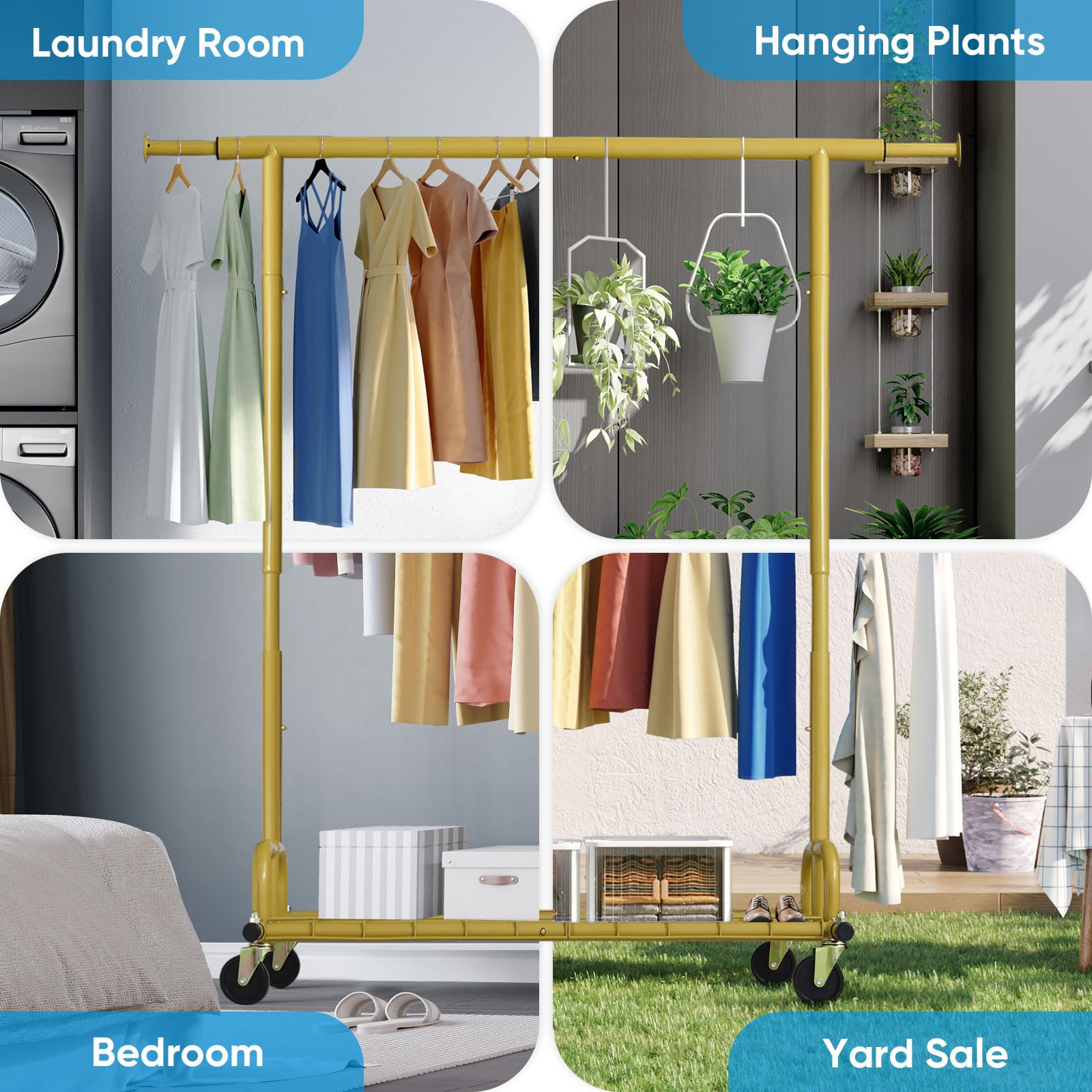 HOKEEPER 525LBS Capacity Gold Garment Rack