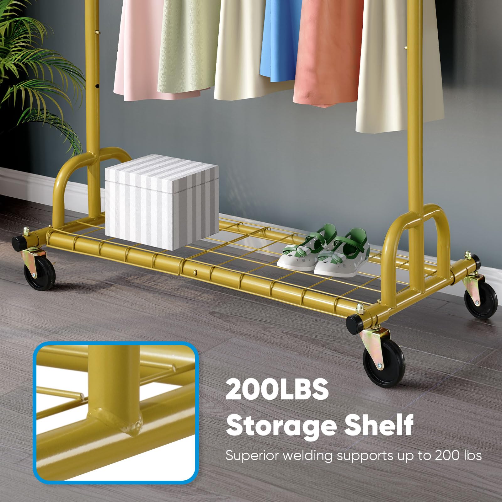 HOKEEPER 525LBS Capacity Gold Garment Rack