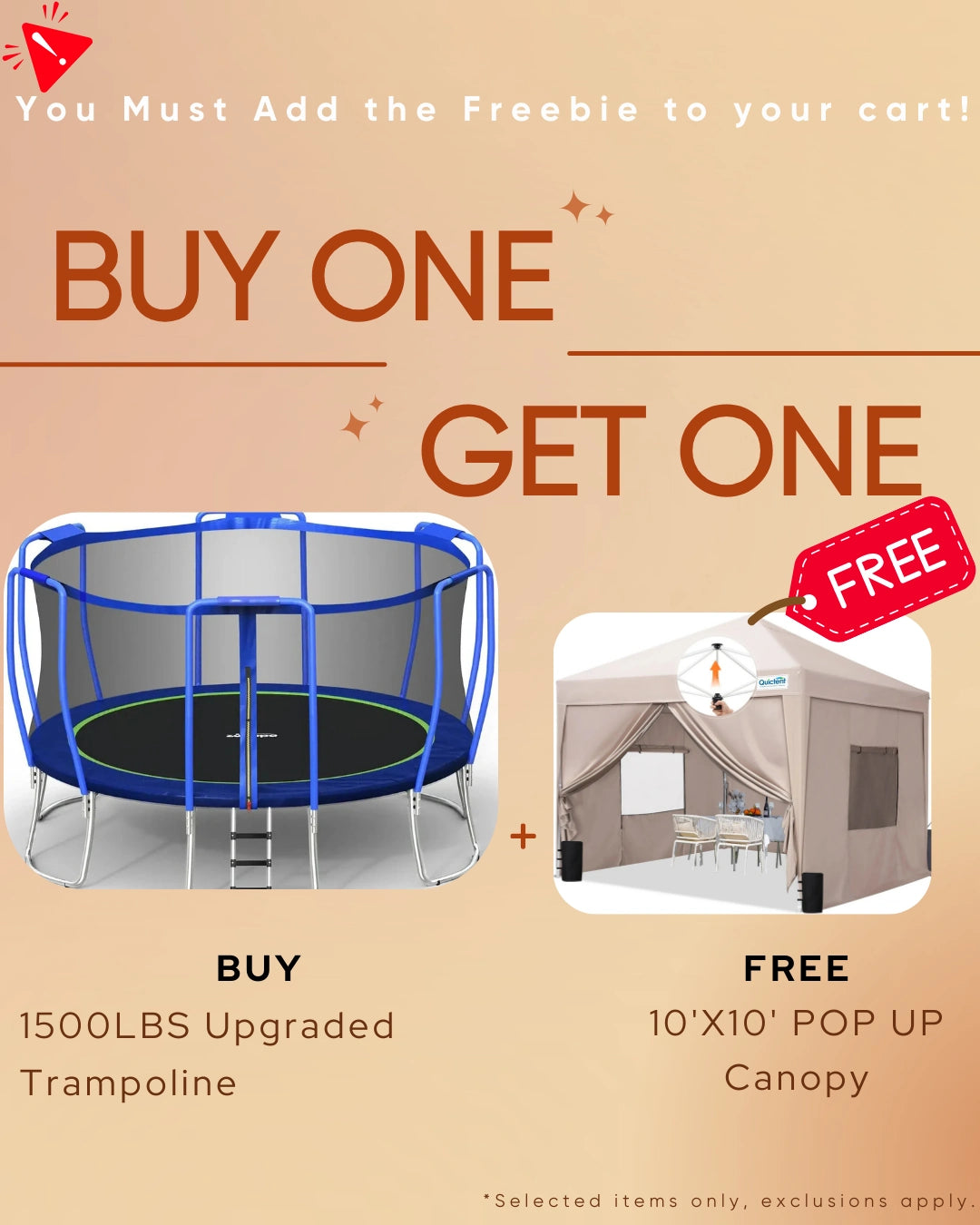1500LBS Upgraded Trampoline 10-16FT