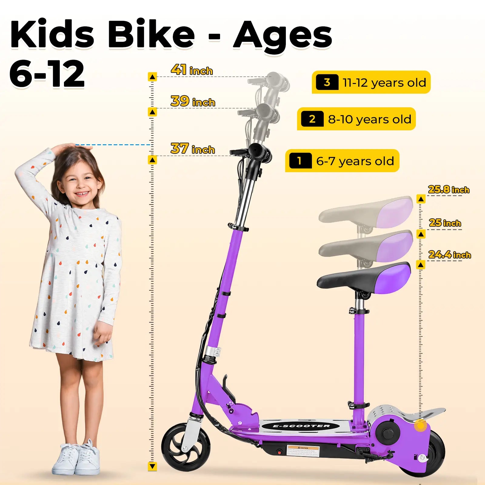 Purple scooter with adjustable seat and stand#color_purple