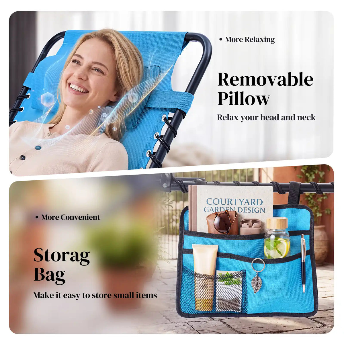 KING BIRD Folding Lounge Chair Blue