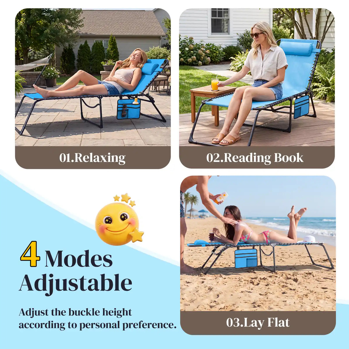 KING BIRD Folding Lounge Chair Blue