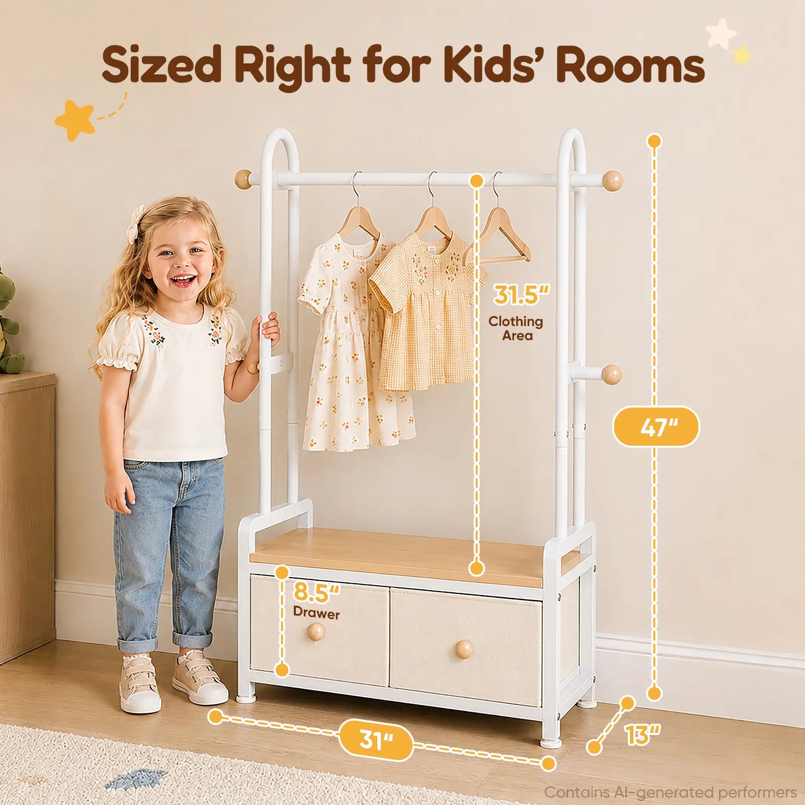 Kids Clothing Rack Size Information#color_White