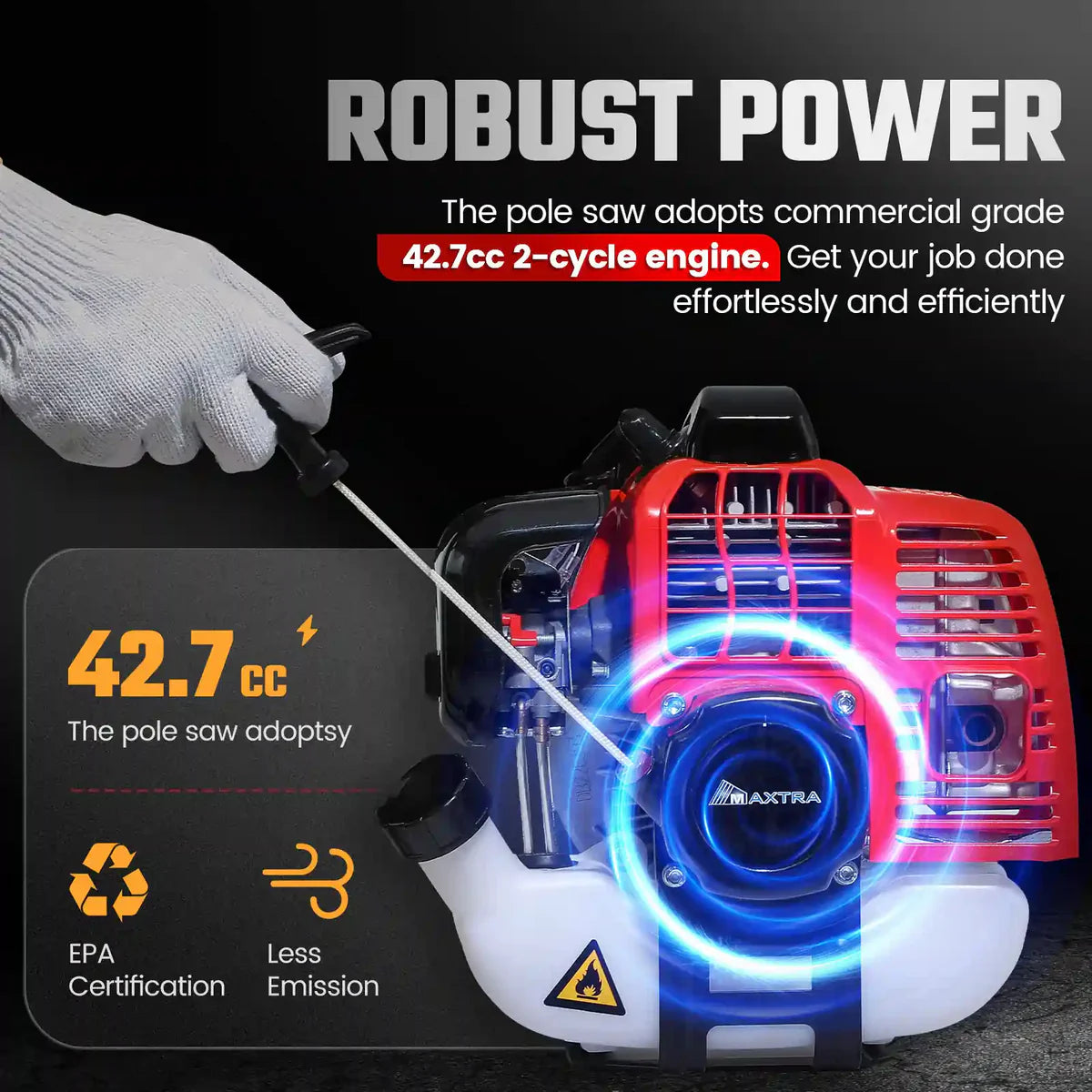 Powerful 42.7cc, 1100W, 2-stroke Engine#style_5-in-1 saw head