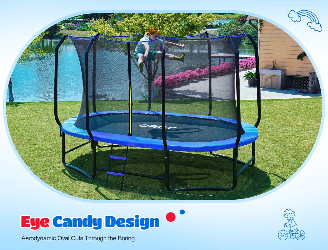 ORCC by MaxLead 1200LBS Oval Outdoor Trampoline with Safety Net