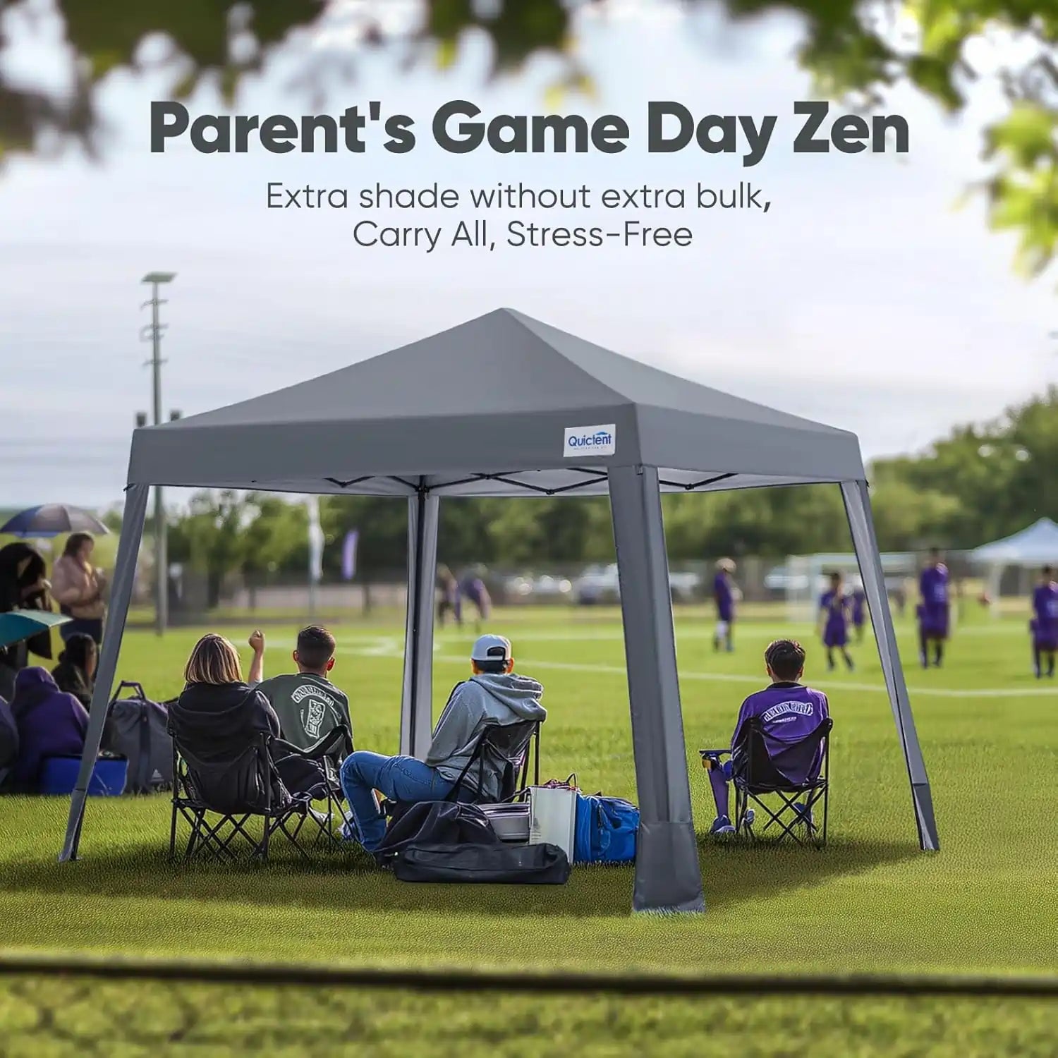a gray canopy at a sports event#color_Gray