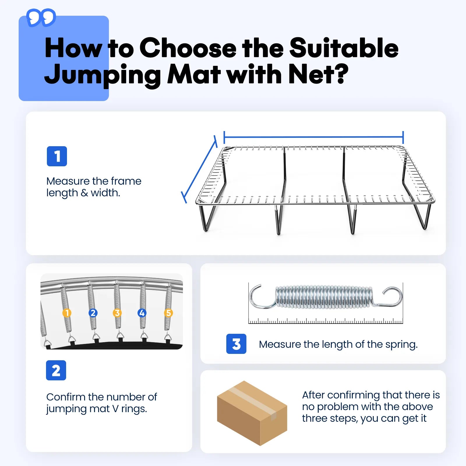 Rectangular Trampoline Jumping Mat with Net Replacement