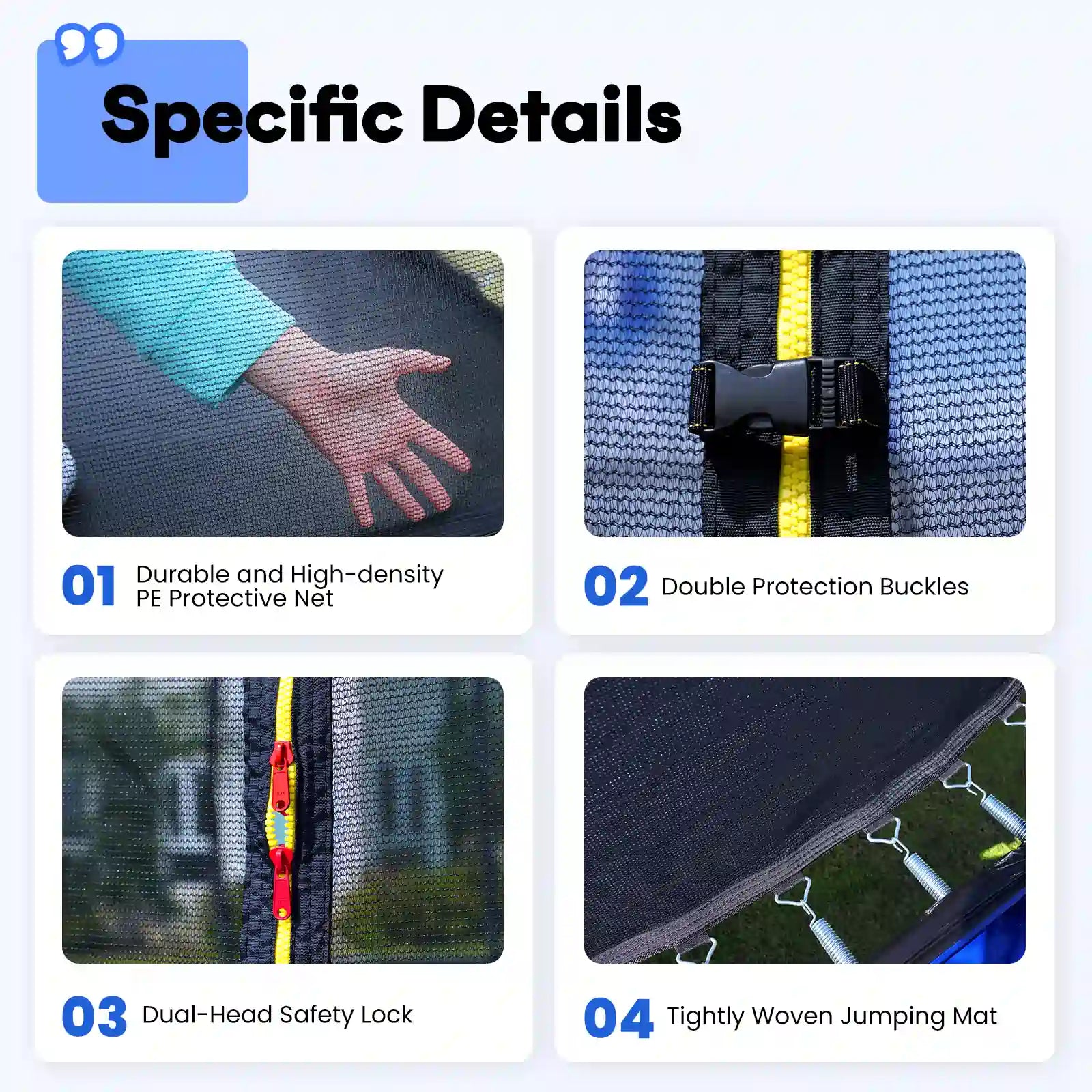 Rectangular Trampoline Jumping Mat with Net Replacement