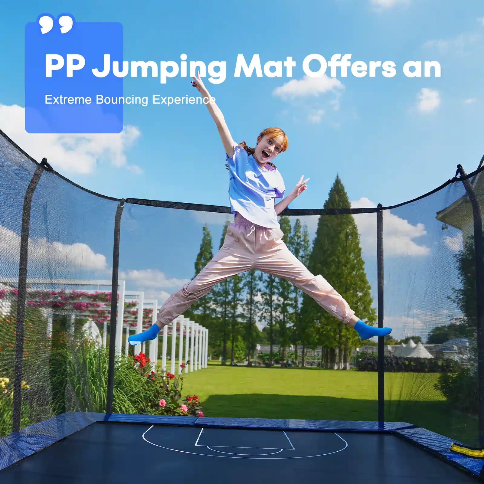 Rectangular Trampoline Jumping Mat with Net Replacement