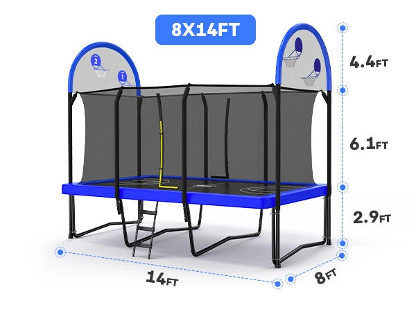 8X14FT Rectangle Trampoline Size
