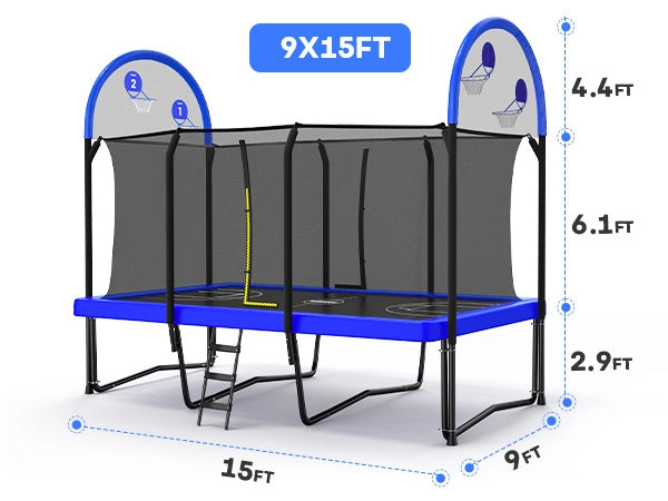 9X15FT Rectangle Trampoline Size