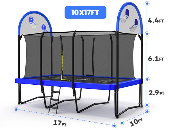 10X17FT Rectangle Trampoline Size