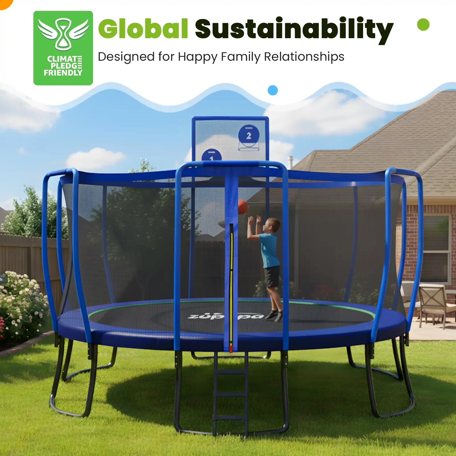 1500LBS Upgraded Trampoline 10-16FT