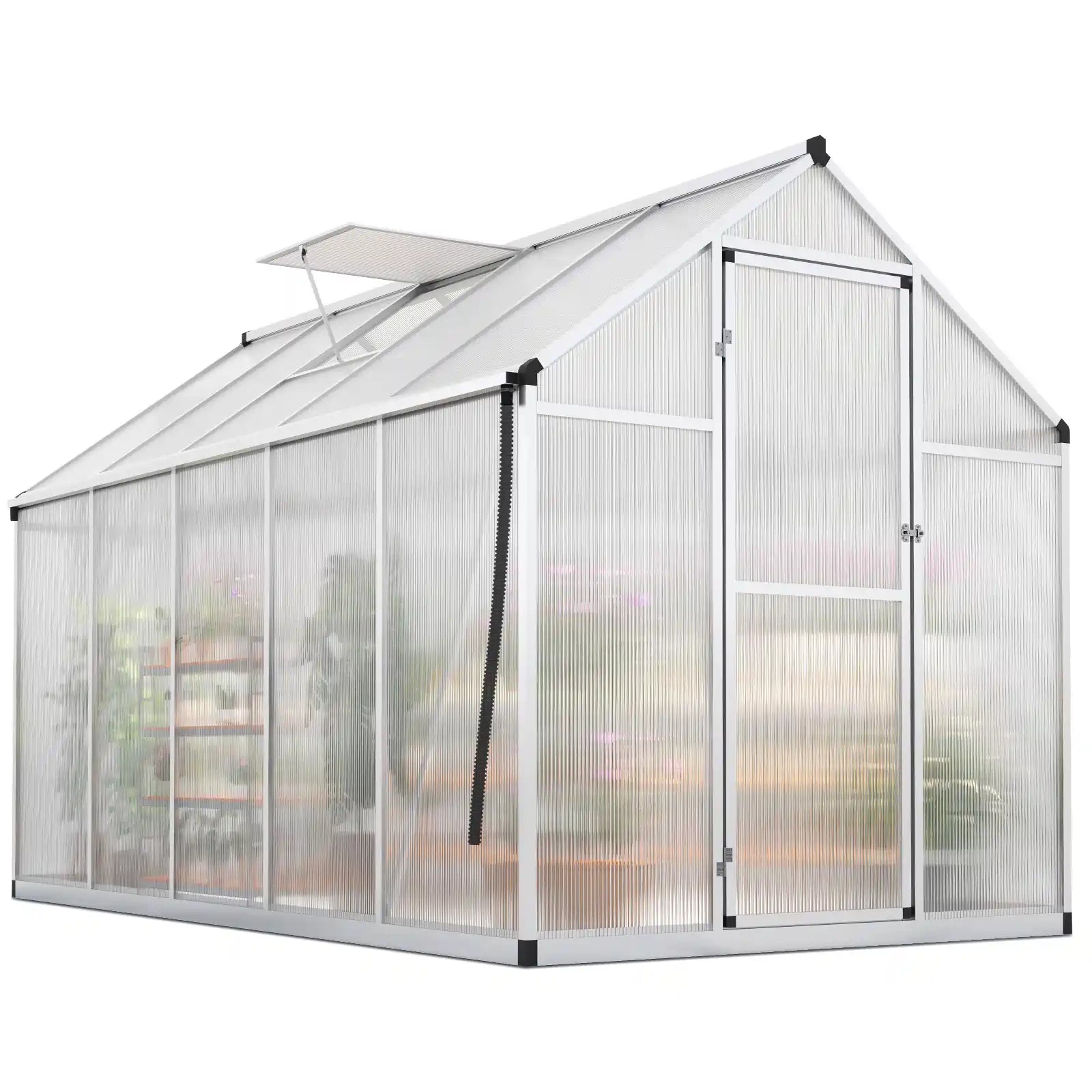 Walk-In Polycarbonate Greenhouse 6X10X6ft Silver#size_6X10X6ft-Silver