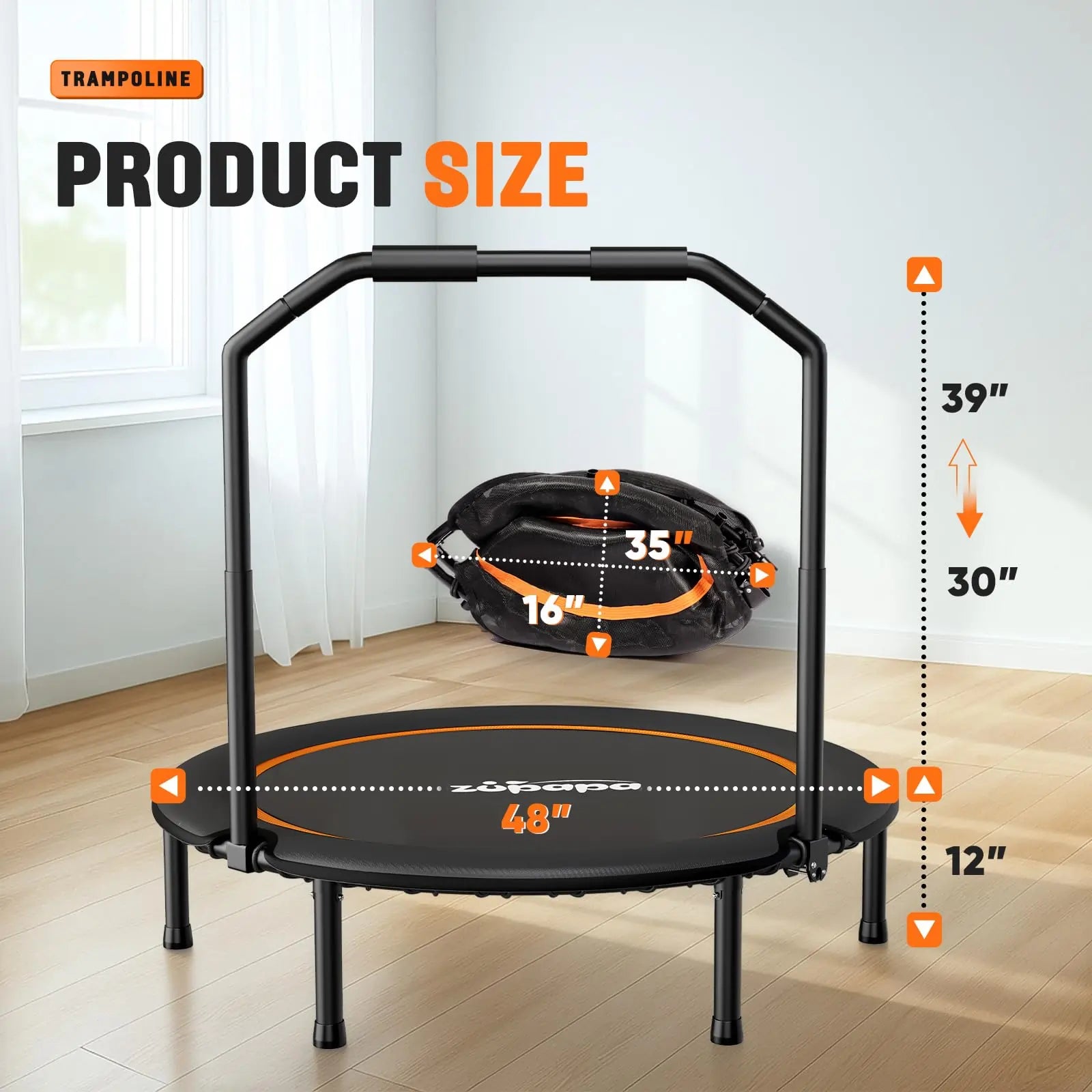 550LBS Foldable Fitness Rebounder Trampoline 48"