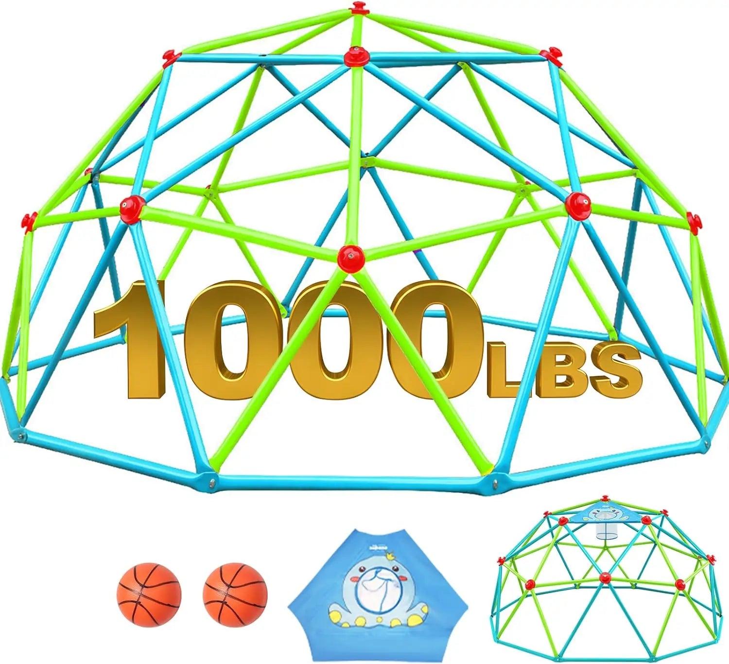 Outdoor Jungle Gym for Kids with Climbing Grip#color_Green