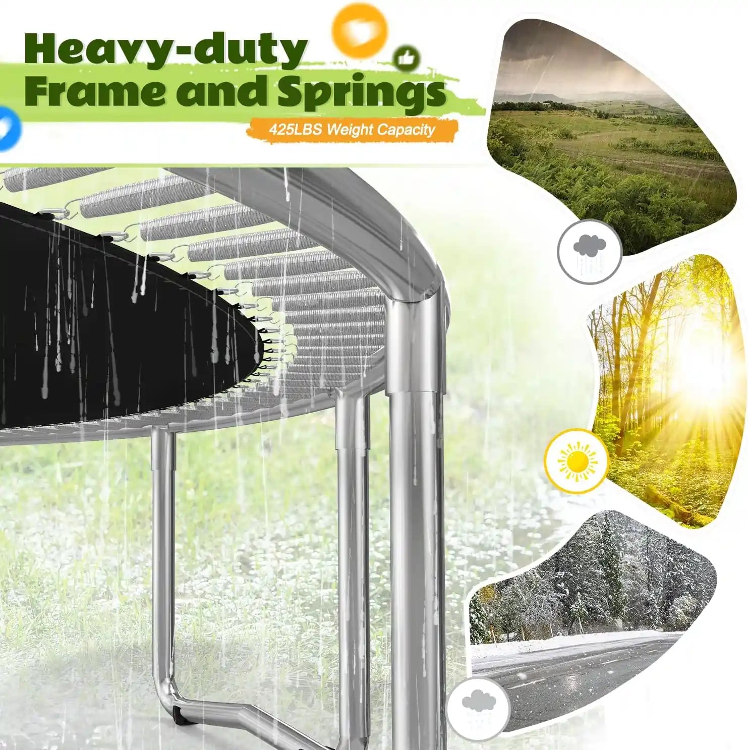 Zupapa 1500LBS Trampolines with Non-Slip Ladder & Basketball Hoop