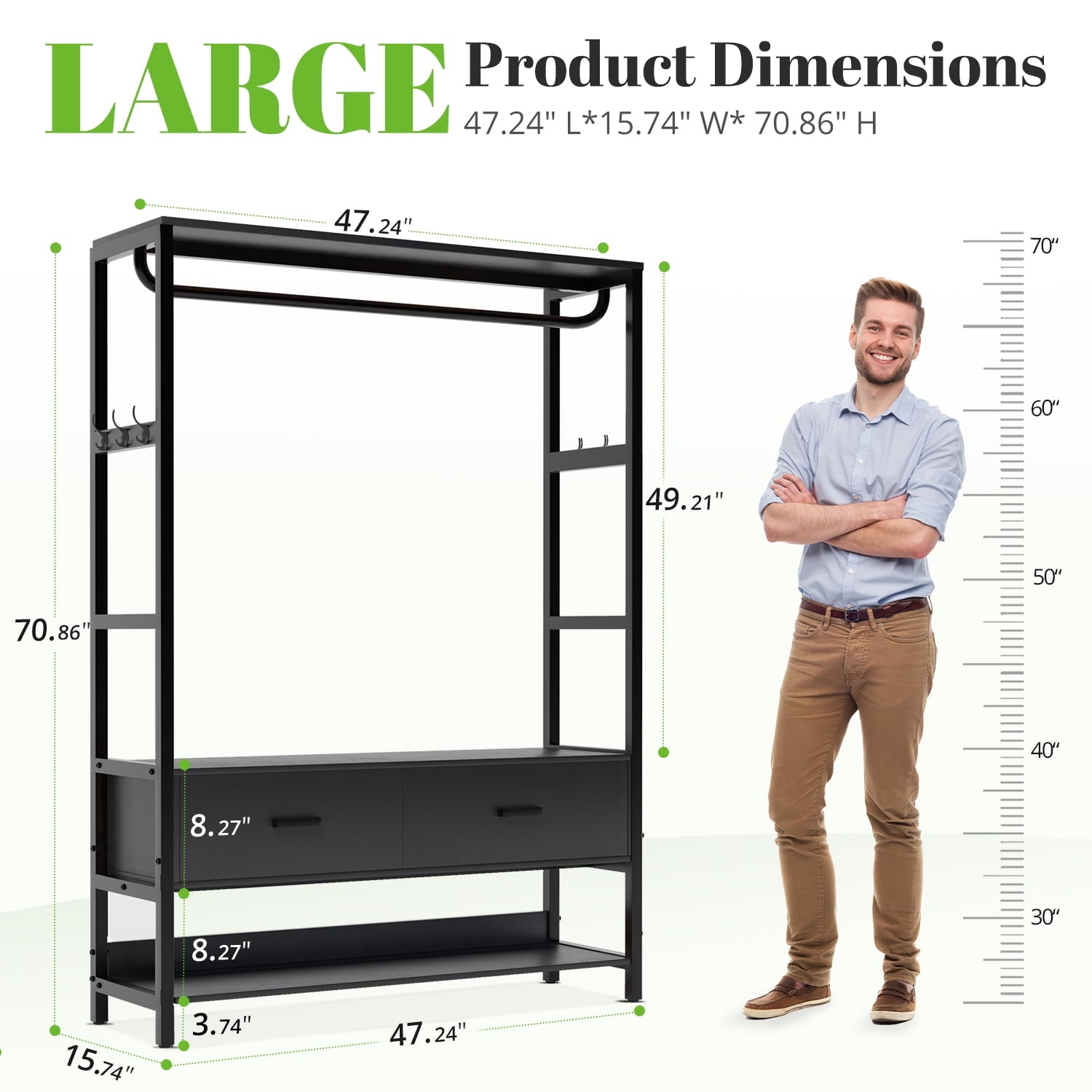 HOKEEPER Closet Organizer with Drawers & Hooks