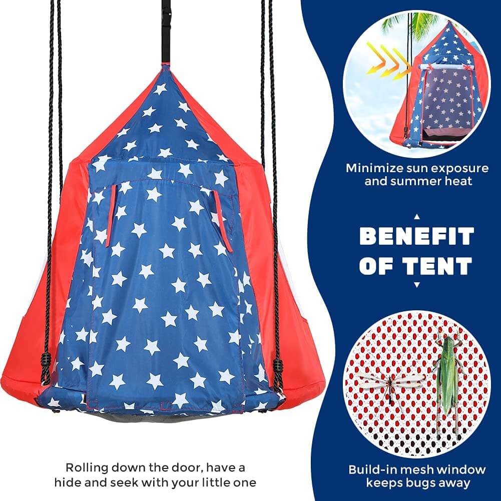 330 LBS Detachable Saucer Tree Swing - American Flag Benefit