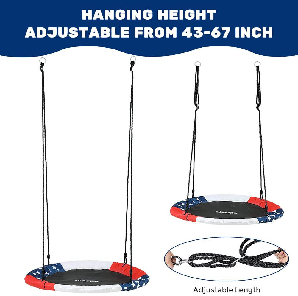 Adjustable 330 LBS Detachable Saucer Tree Swing