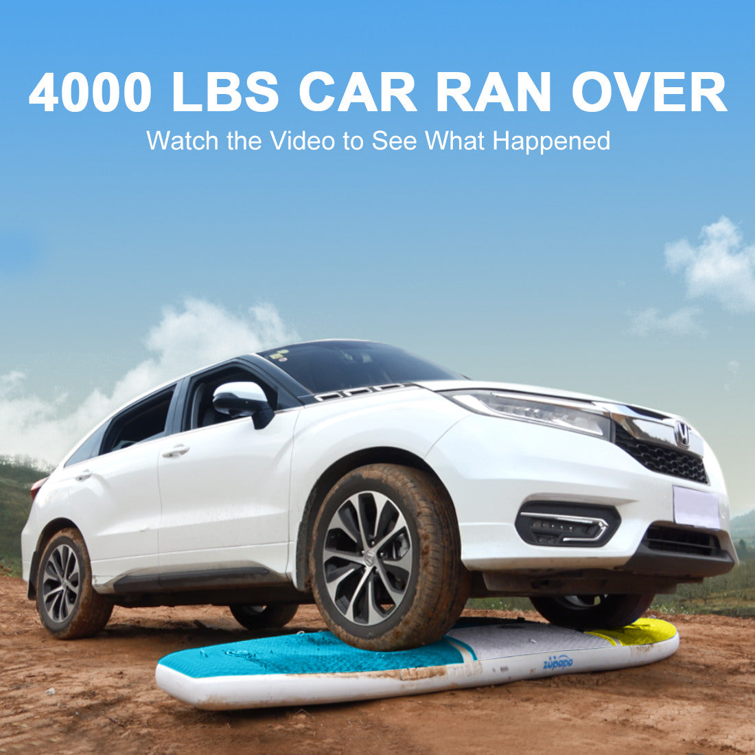 10'x30"x6" Inflatable Paddle Board - 4000 lbs car ran over