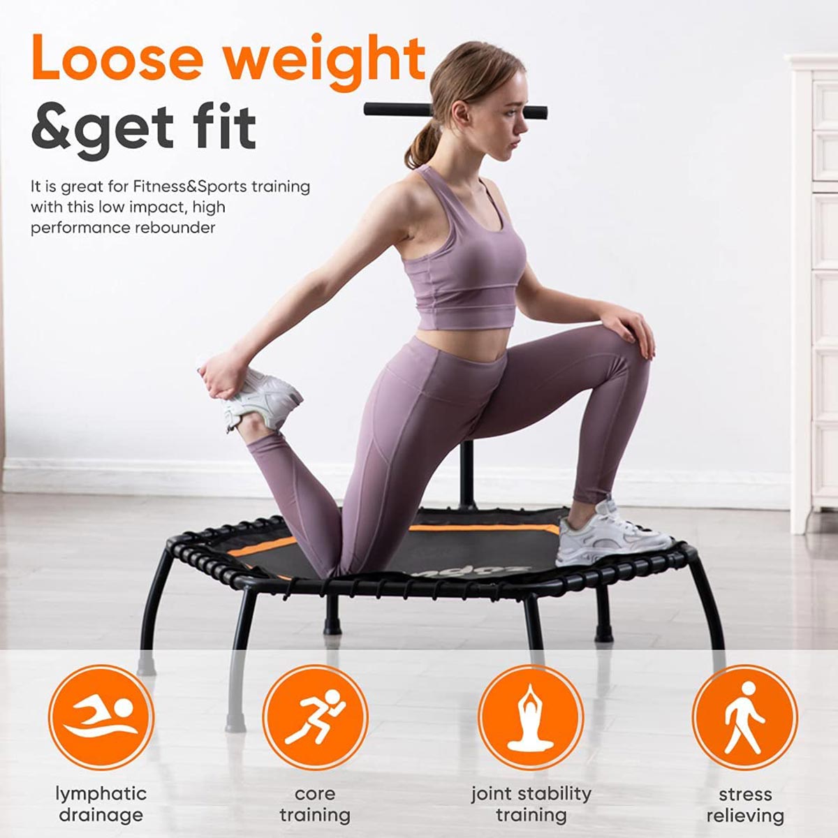 45" Mini Fitness Trampoline With Handle-Hexagon
