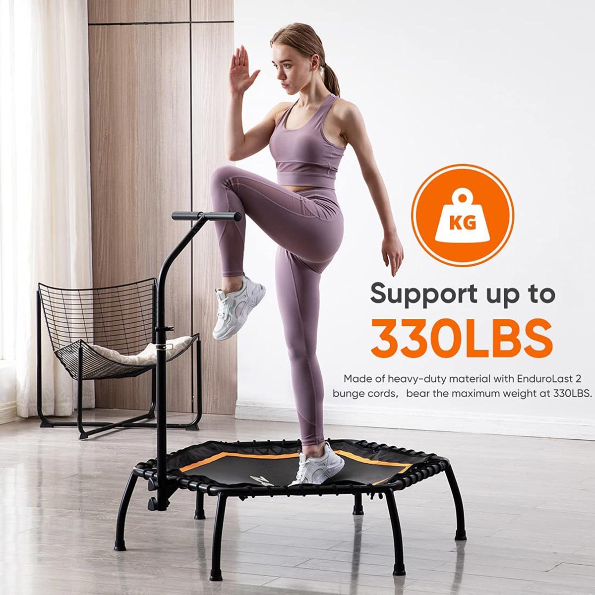 45" Mini Fitness Trampoline With Handle-Hexagon