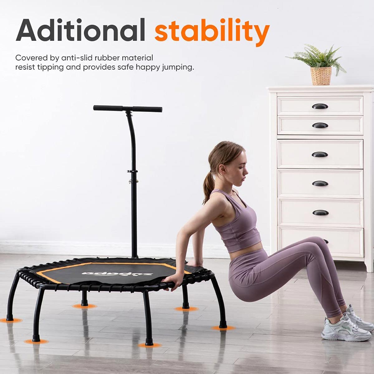 45" Mini Fitness Trampoline With Handle-Hexagon