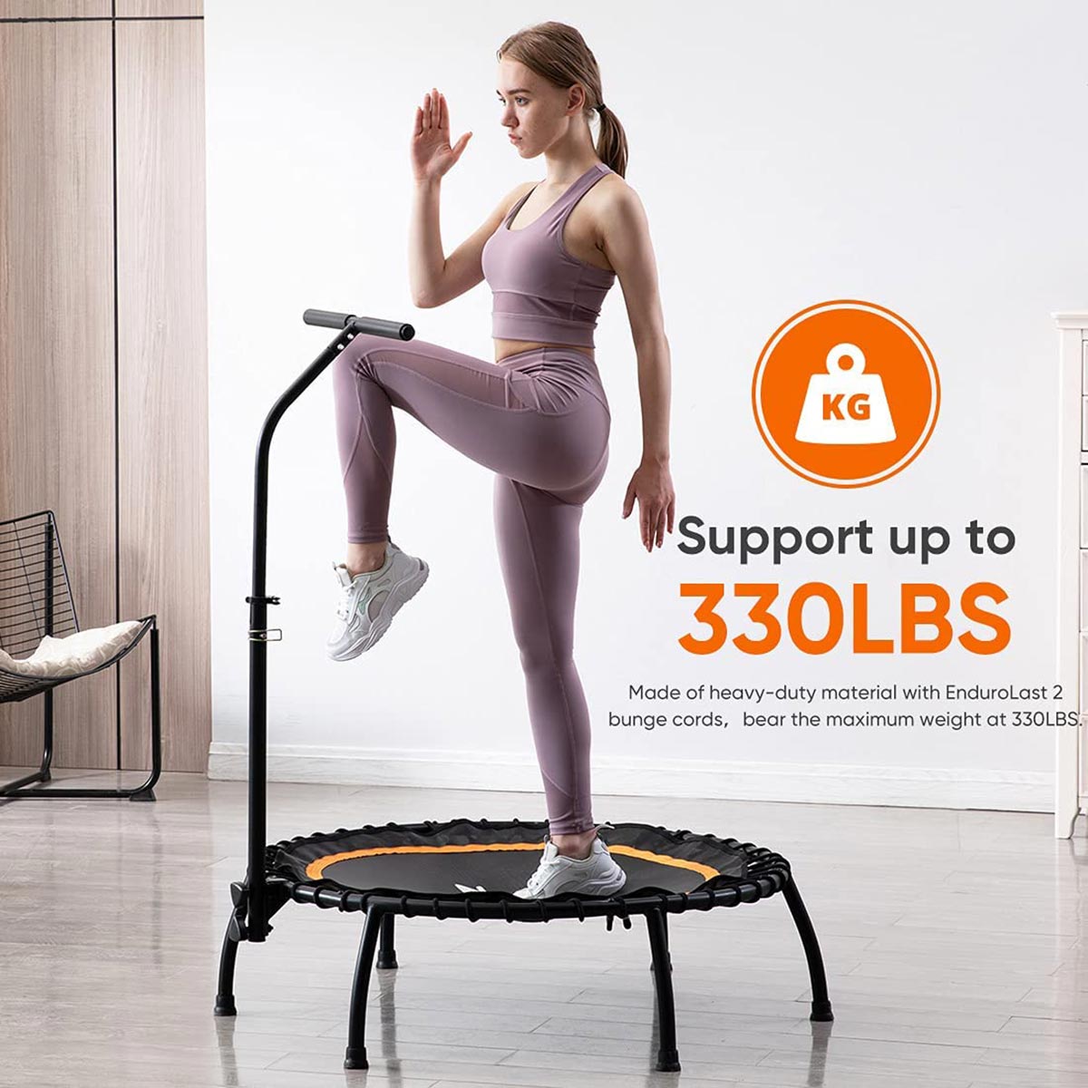 330lbs capacity mini trampoline