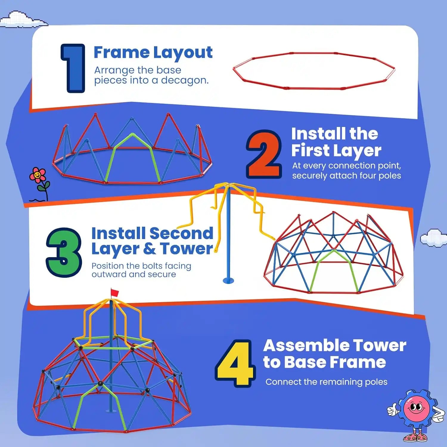 1200LBS Climber Dome Tower 10FT