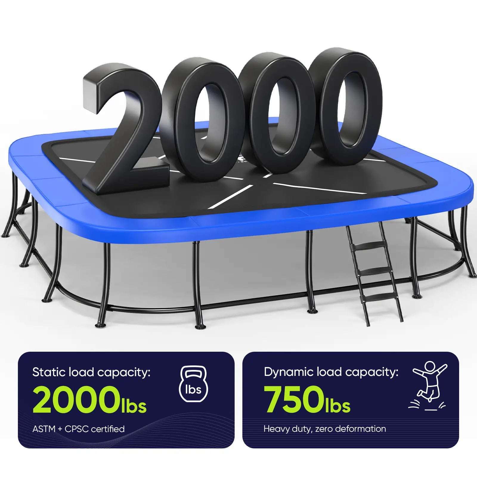 1800LBS/2000LBS Double Frames Trampoline