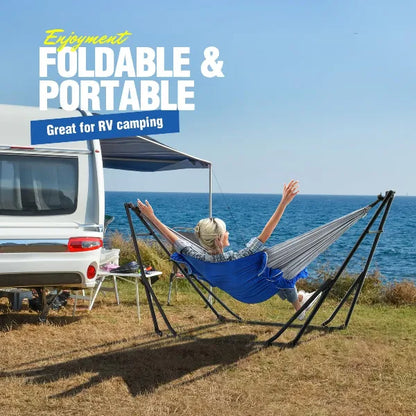 2 in 1 Hammock Chair with Foldable Steel Stand and Carry Bag