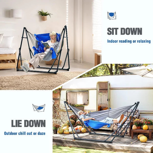 2 in 1 Hammock Chair with Foldable Steel Stand and Carry Bag Zupapa