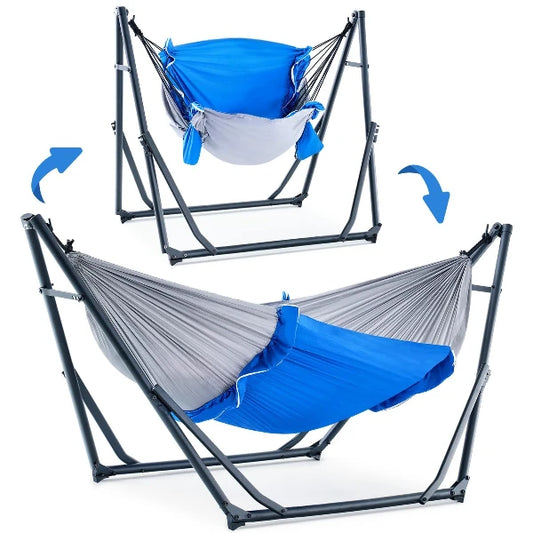 2 in 1 Hammock Chair with Foldable Steel Stand and Carry Bag