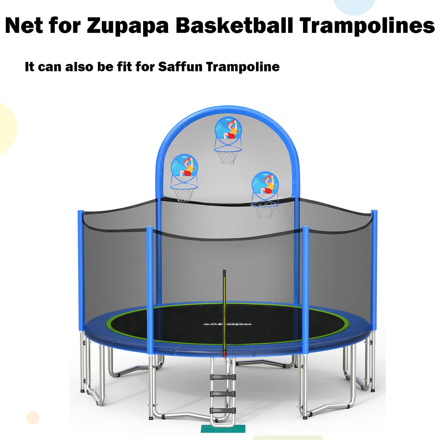 Zupapa 15 FT Safefy Enclosure Net for Basketball Trampolines