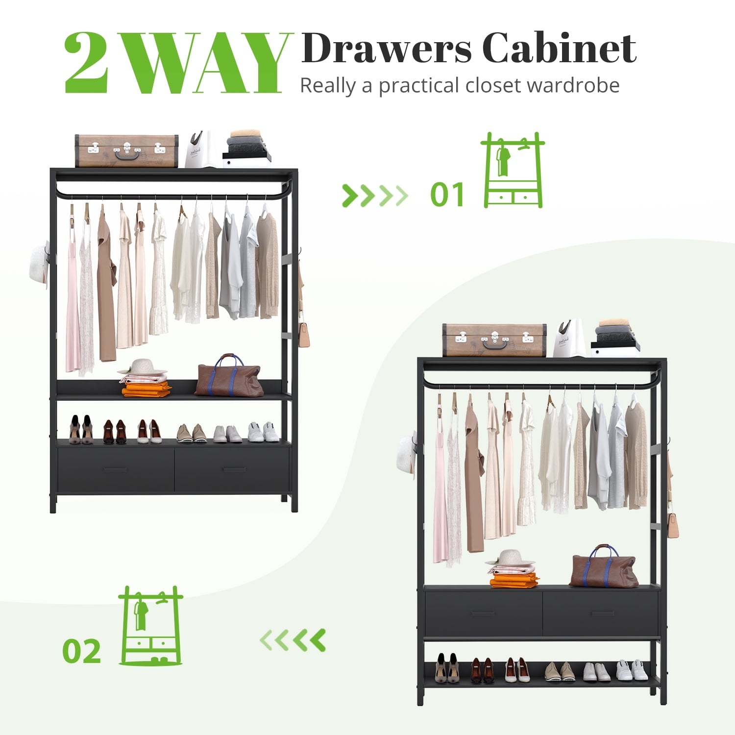 HOKEEPER Closet Organizer with Drawers & Hooks