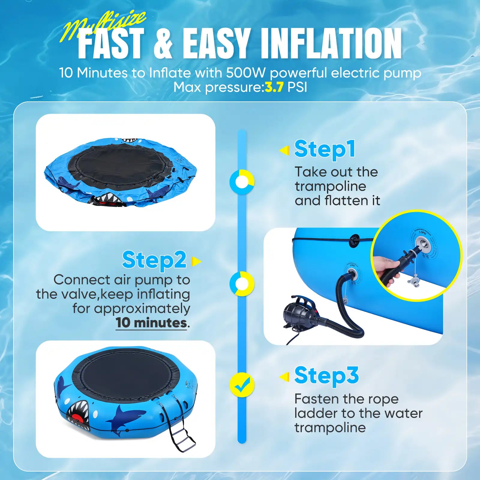 400/600/800LBS Inflatable Water Trampoline
