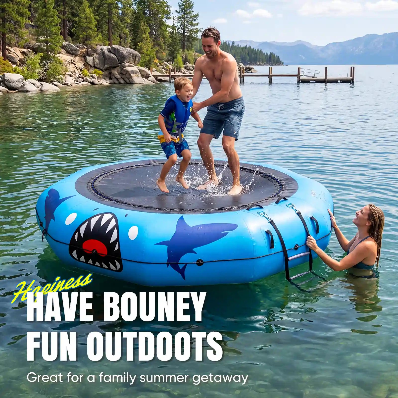 400/600/800LBS Inflatable Water Trampoline