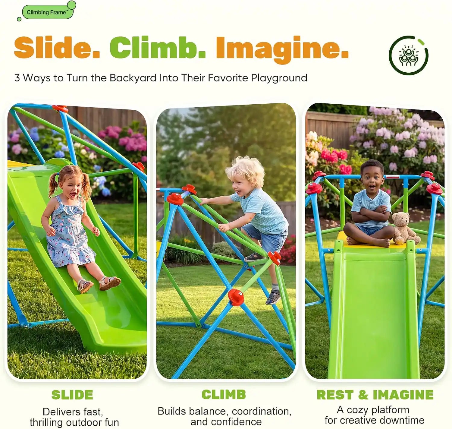440LBS Zupapa 8FT Climbing Dome with Slide