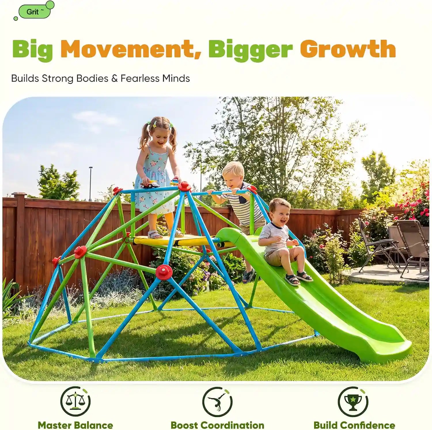 440LBS Zupapa 8FT Climbing Dome with Slide