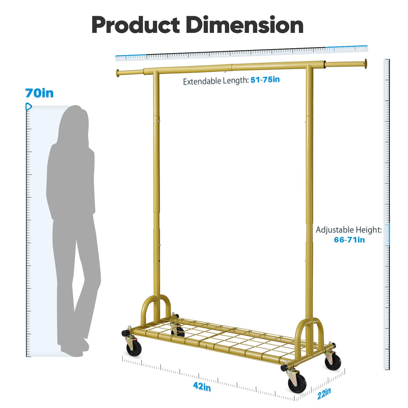 HOKEEPER 525LBS Capacity Gold Garment Rack