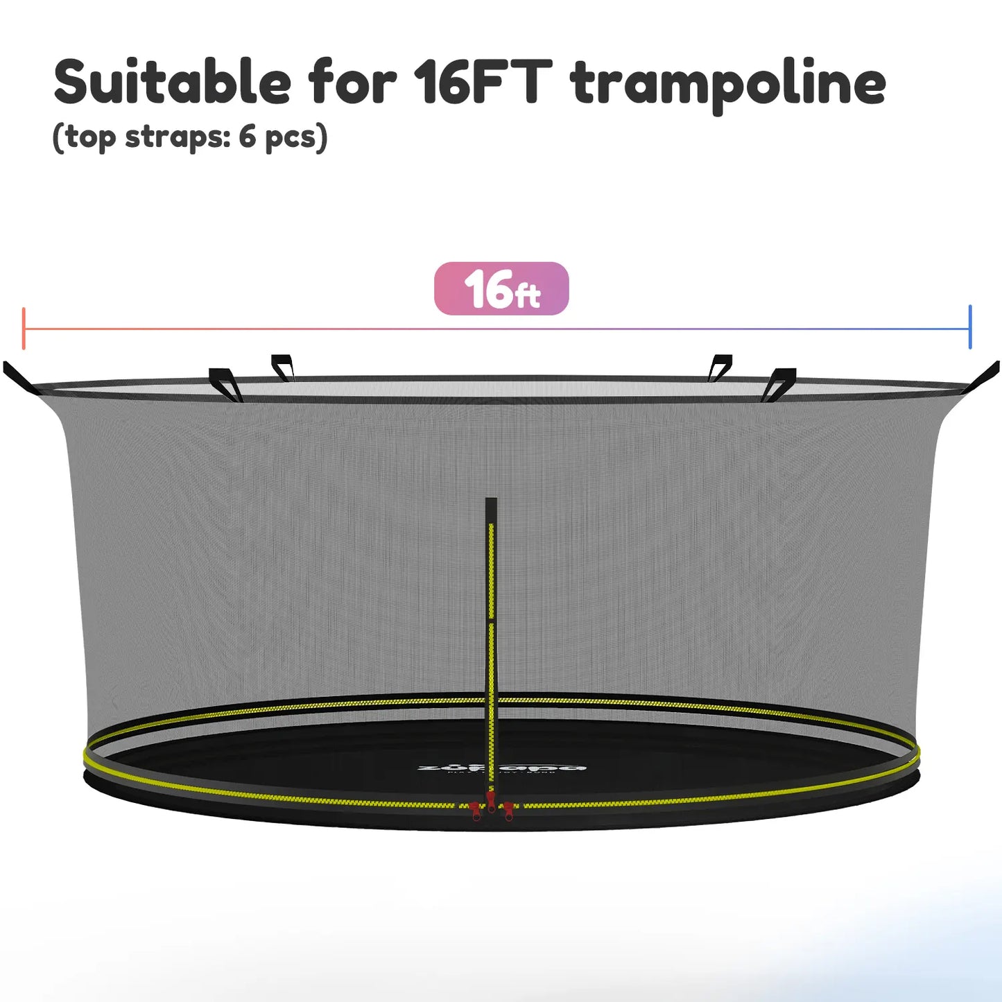 Zupapa Safefy Enclosure Net with Mat (Zipper Fonnectiong)for 12 14 15 16FT Safump Trampoline