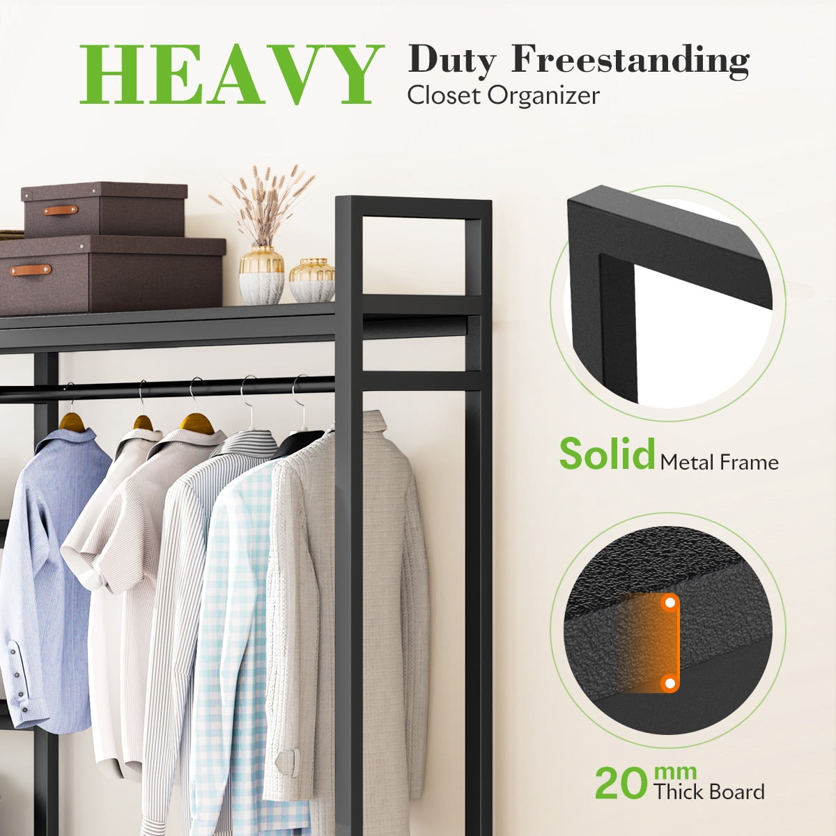 600LBS Heavy Duty Clothing Rack with Shelves