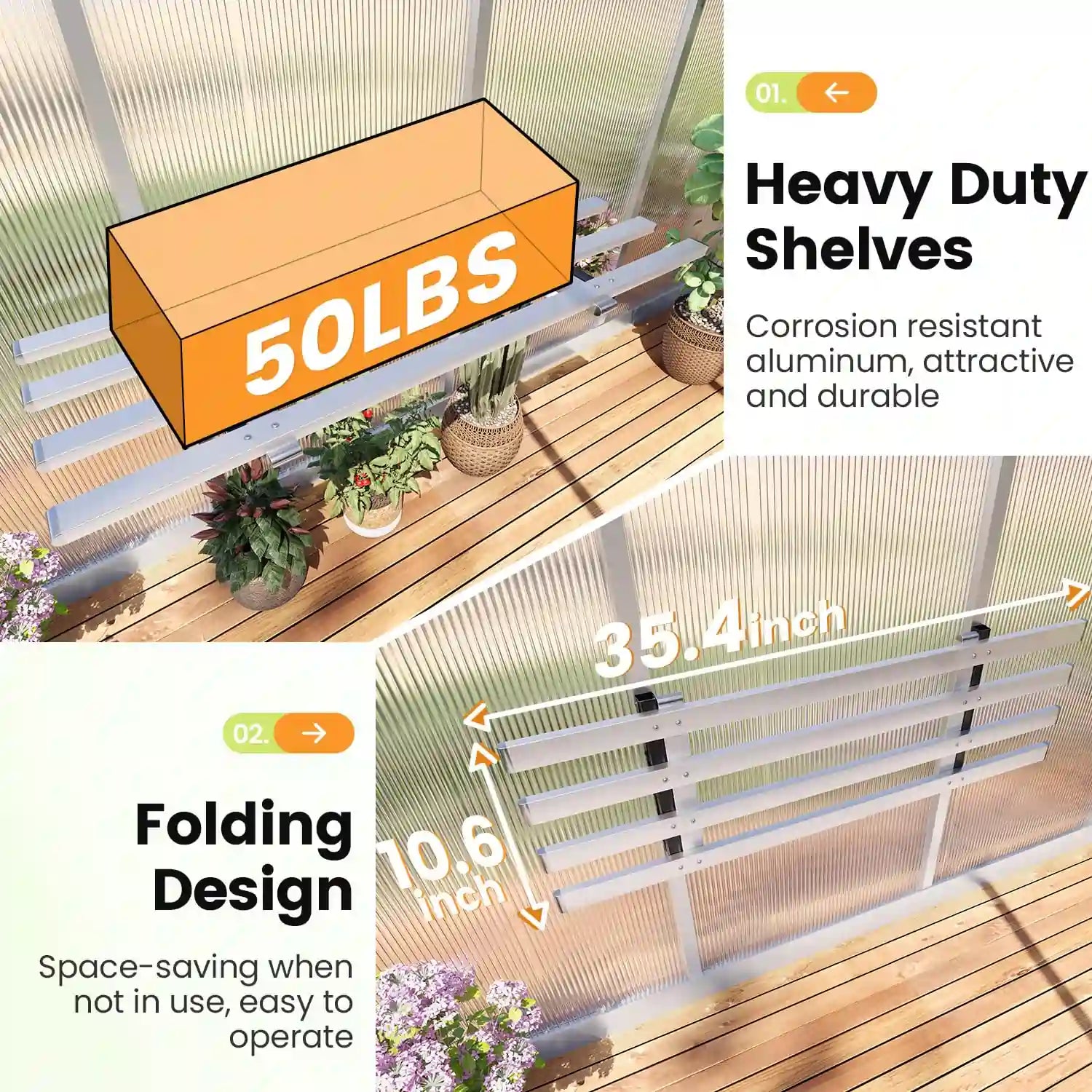 KING BIRD Walk-in Polycarbonate Greenhouse with Roof Vent | Zupapa