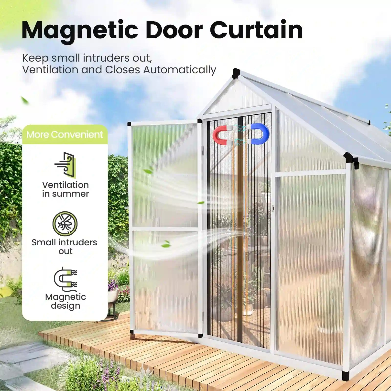 Magnetic door curtain#size_6X8X6ft-w/shelf